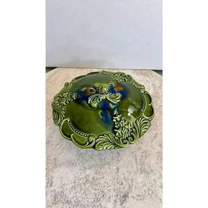 Vintage Calif Pottery Green Glazed Stylish And Decorative Ceramic Footed Pot‎
